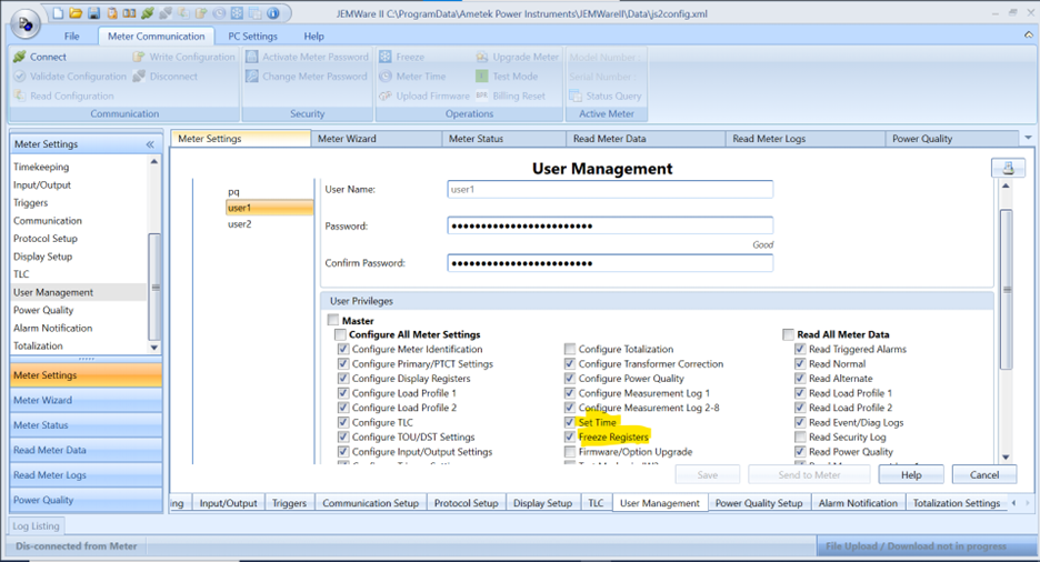 JEMWARE USER SET UP PANEL